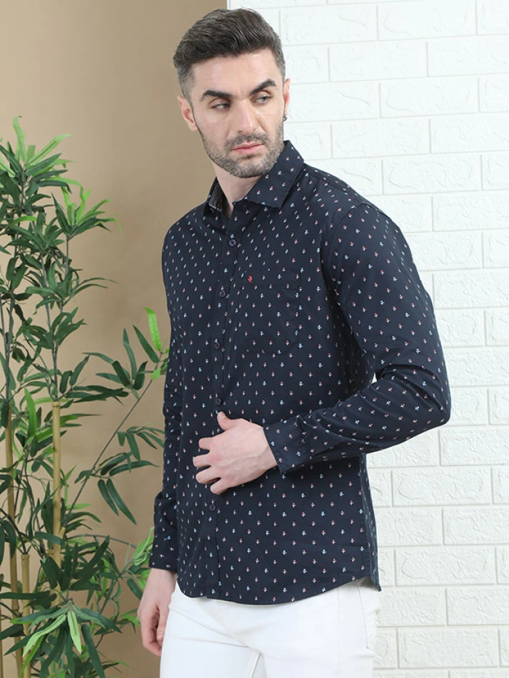 Upper Luxe,Stylish floral printed casual shirt for men-1