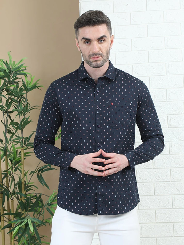 Upper Luxe,Stylish floral printed casual shirt for men-2