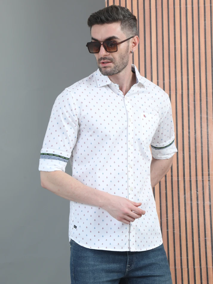 Upper Luxe,Stylish floral printed casual shirt for men-0