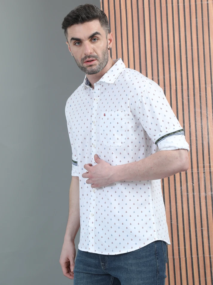 Upper Luxe,Stylish floral printed casual shirt for men-1