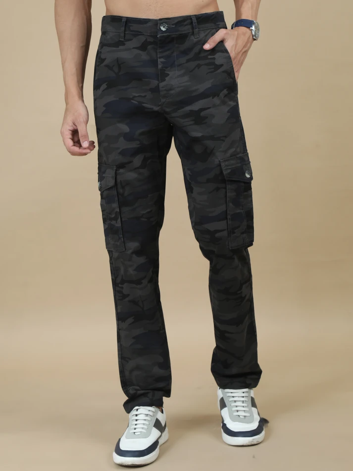 Lower Edits,Camouflage printed original fit cargo trousers-0