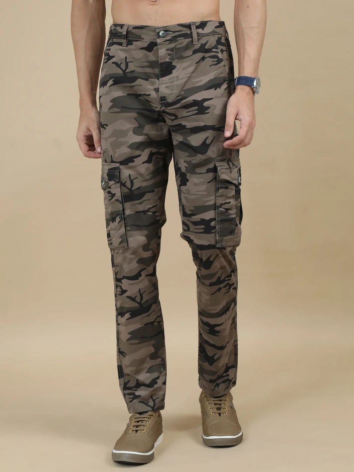 Lower Edits,Camouflage printed original fit cargo trousers-0