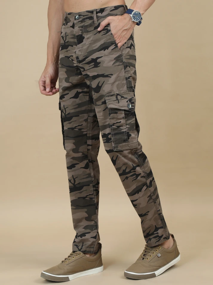 Lower Edits,Camouflage printed original fit cargo trousers-1