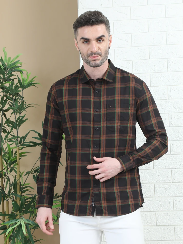 Upper Luxe,Trendy tartan checks casual shirt with opaque fabric-1