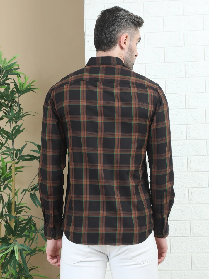 Upper Luxe,Trendy tartan checks casual shirt with opaque fabric-4