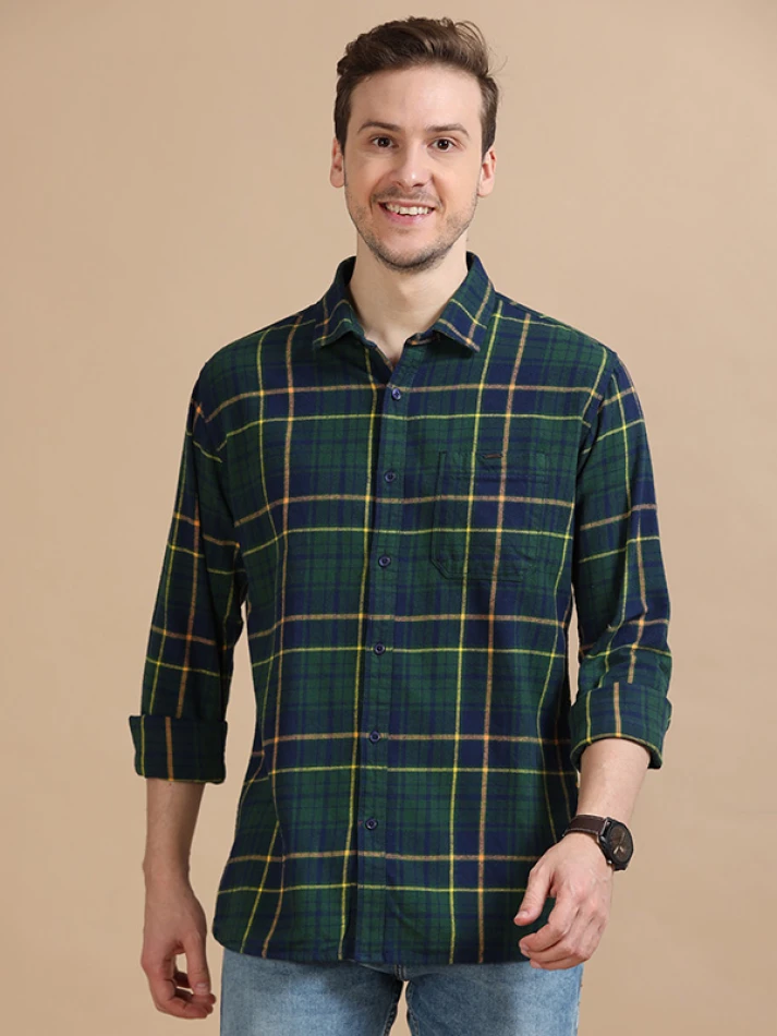 Upper Luxe,Trendy tartan checks casual shirt with opaque fabric-1