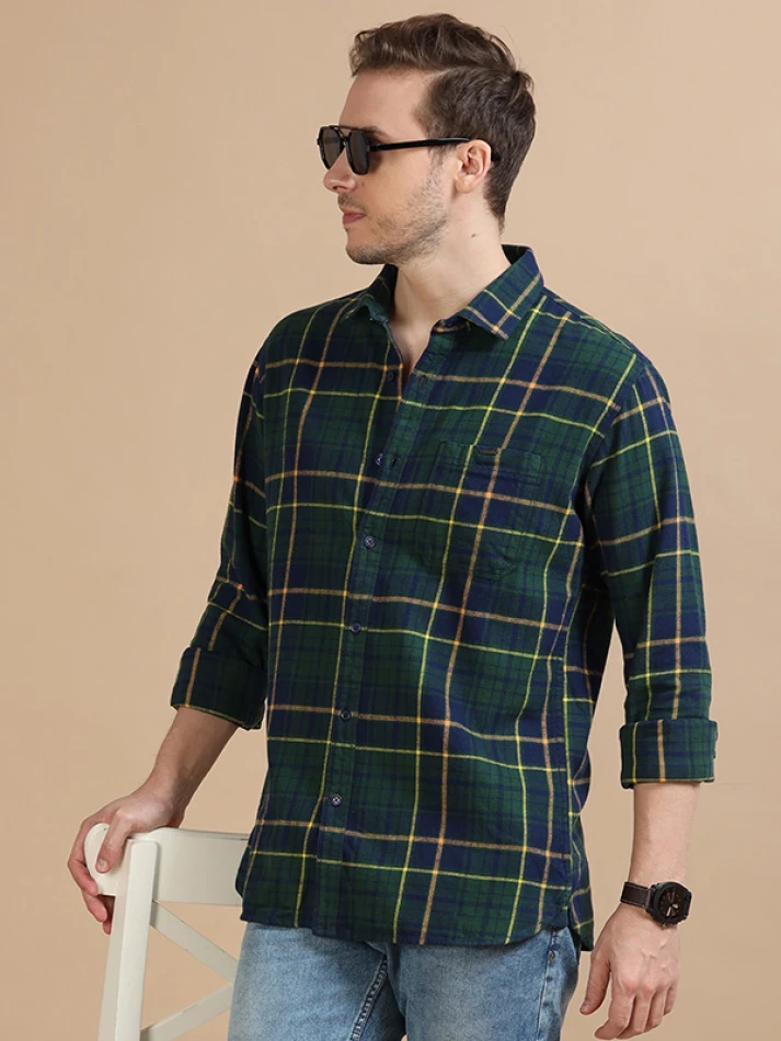 Upper Luxe,Trendy tartan checks casual shirt with opaque fabric-2