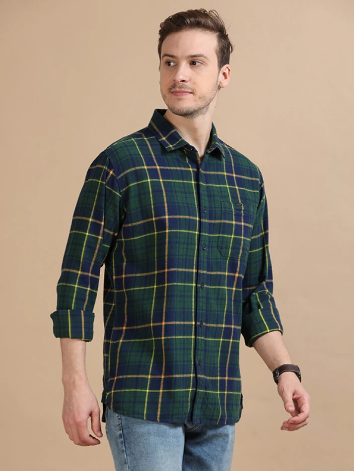 Upper Luxe,Trendy tartan checks casual shirt with opaque fabric-3