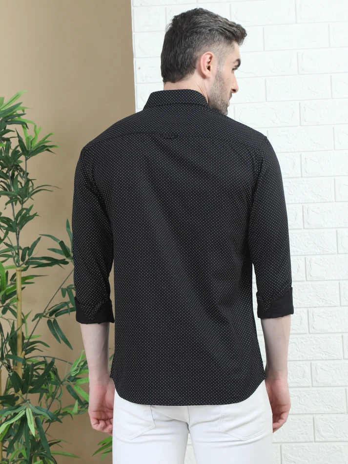 Upper Luxe,Polka dot printed casual shirt with a classic fit-4