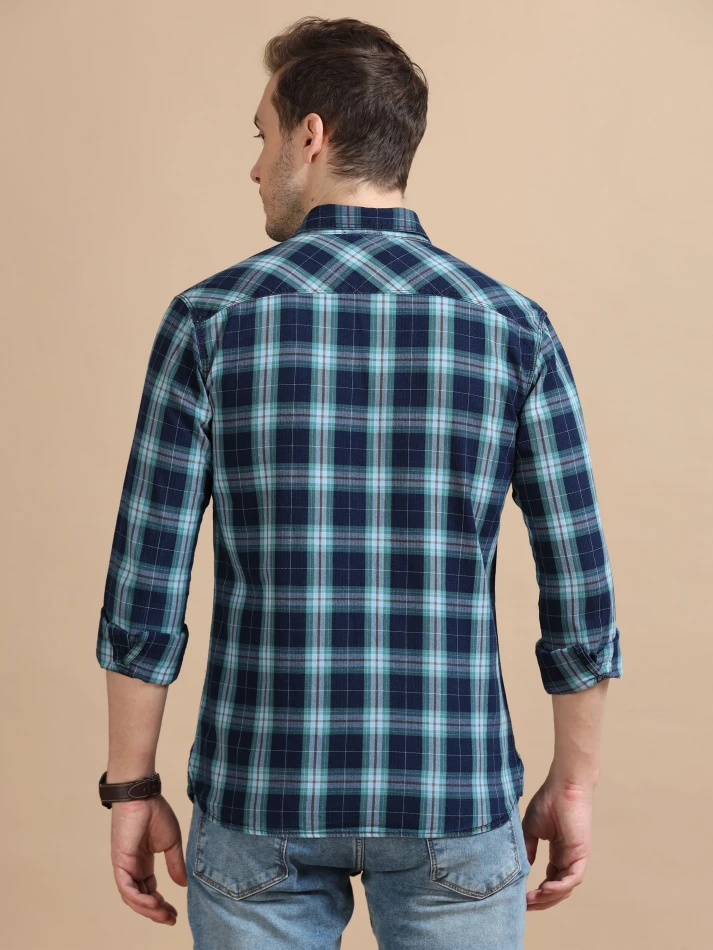 Upper Luxe,Tartan checks casual shirt with a comfortable fit-3