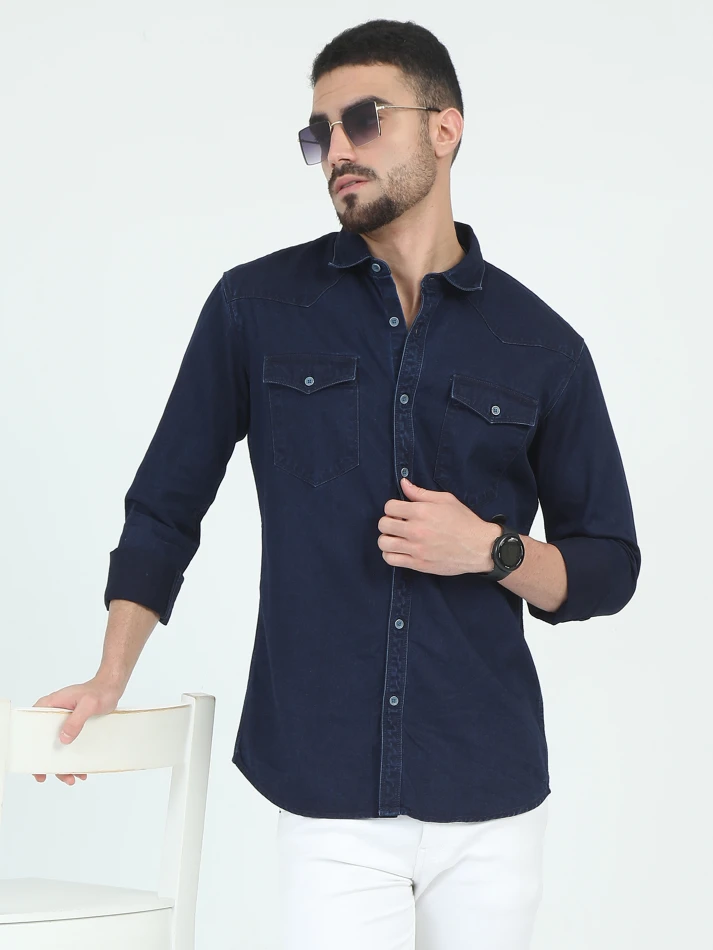 Upper Luxe,Classic opaque casual shirt with a relaxed fit-0