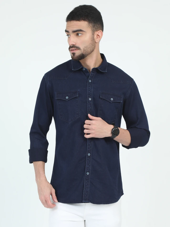 Upper Luxe,Classic opaque casual shirt with a relaxed fit-1