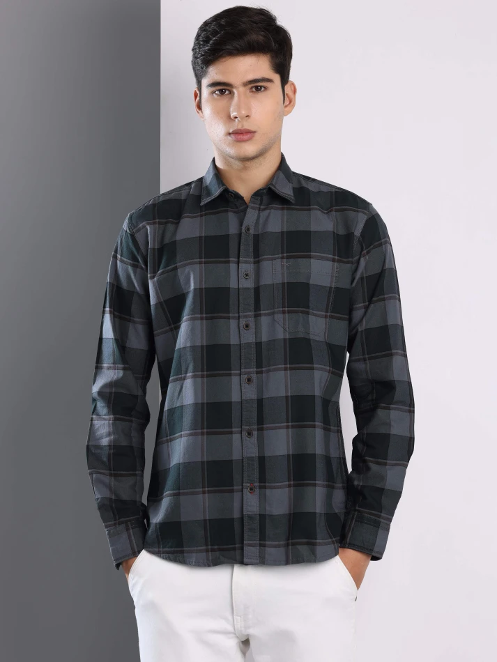 Upper Luxe,Premium fit tartan checked cotton casual shirt-1