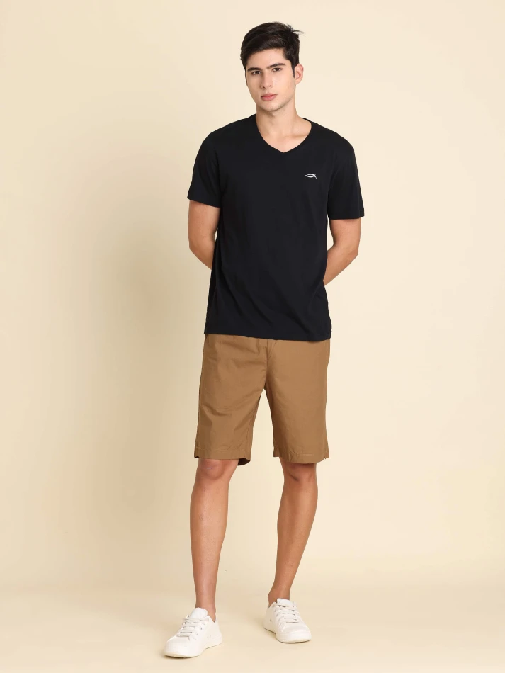 Lower Edits,Slip-on mid-rise pure cotton shorts for men-0