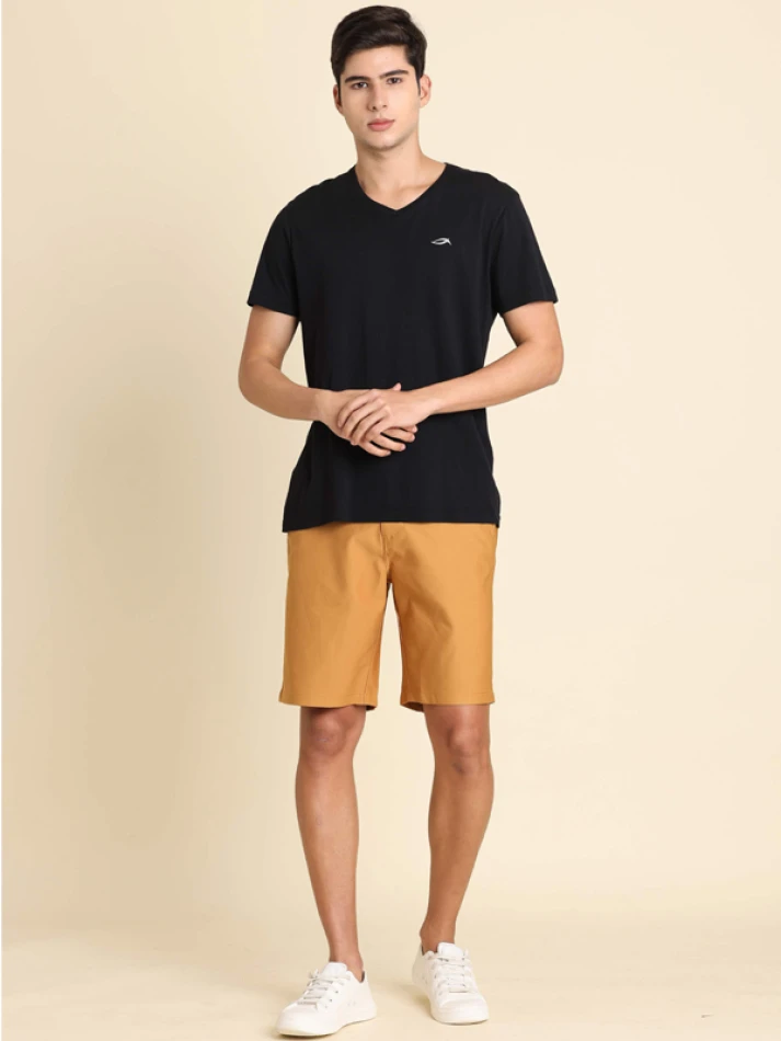 Lower Edits,Mid-rise pure cotton chino shorts for comfort-0