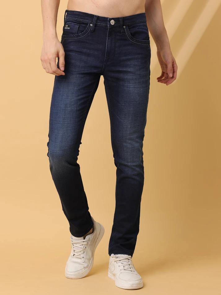 Lower Edits,Slim fit distressed light fade stretchable jeans-2