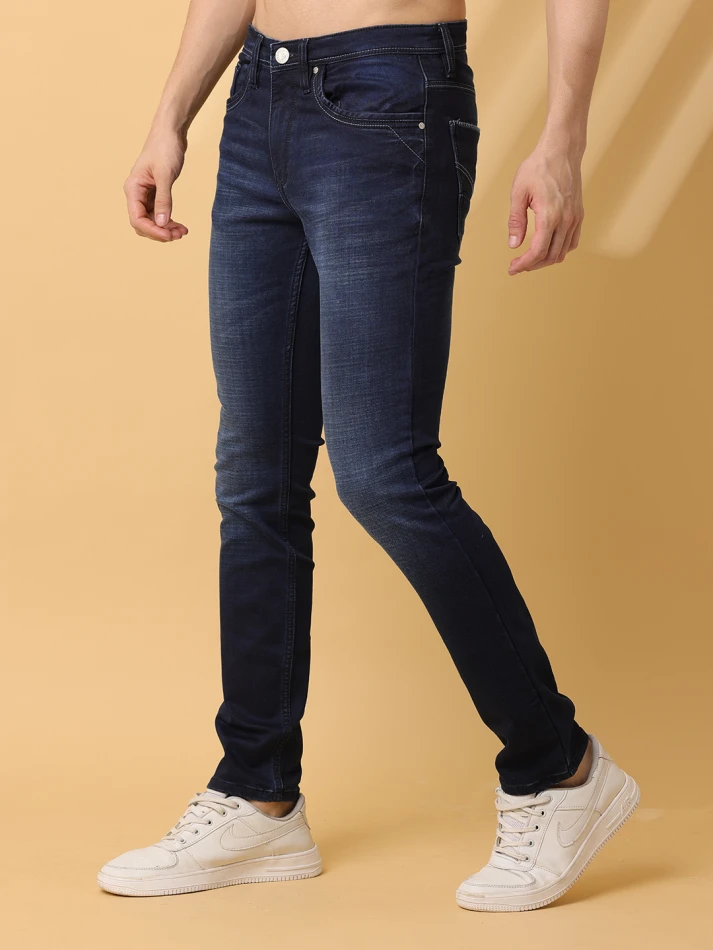 Lower Edits,Slim fit distressed light fade stretchable jeans-3