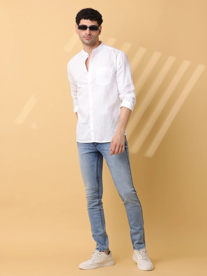 Lower Edits,Mid-rise slim fit light fade stretchable jeans-0