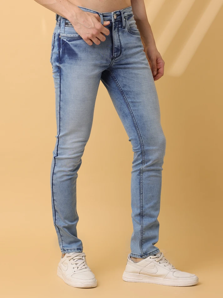 Lower Edits,Mid-rise slim fit light fade stretchable jeans-3