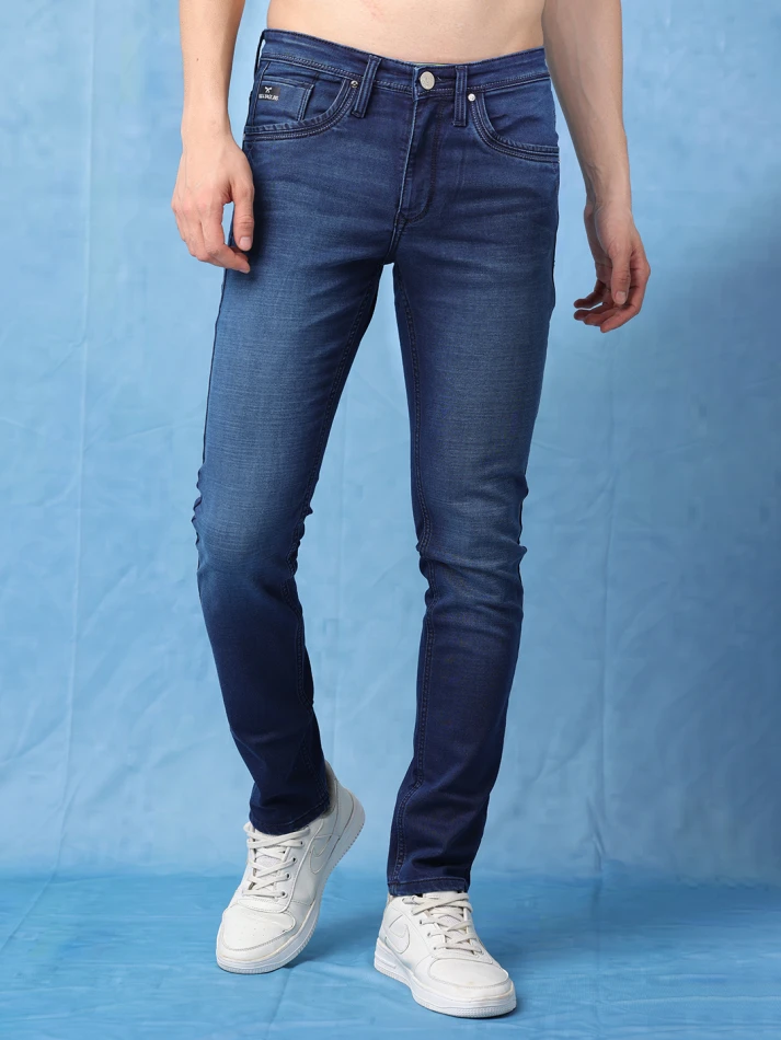 Lower Edits,High-rise slim fit light fade denim jeans-1