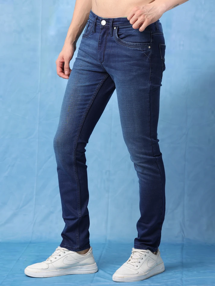 Lower Edits,High-rise slim fit light fade denim jeans-4