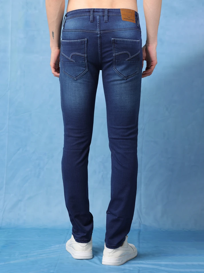 Lower Edits,High-rise slim fit light fade denim jeans-5