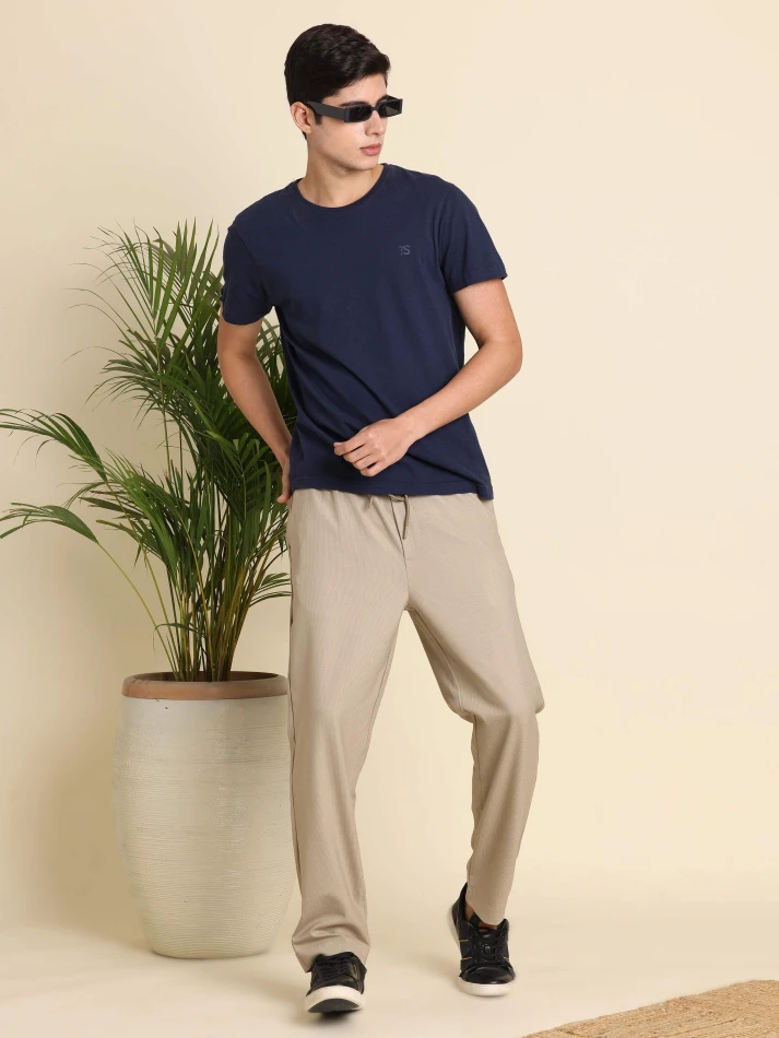 Lower Edits,Wrinkle-free relaxed straight fit trousers for men-1