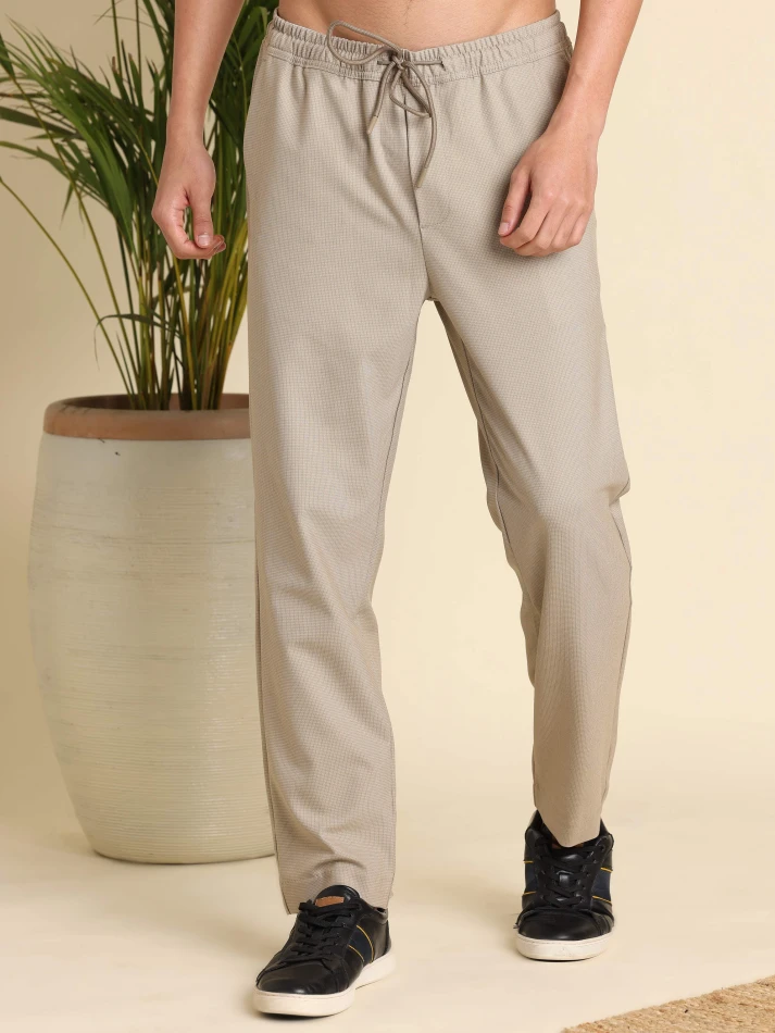 Lower Edits,Wrinkle-free relaxed straight fit trousers for men-2