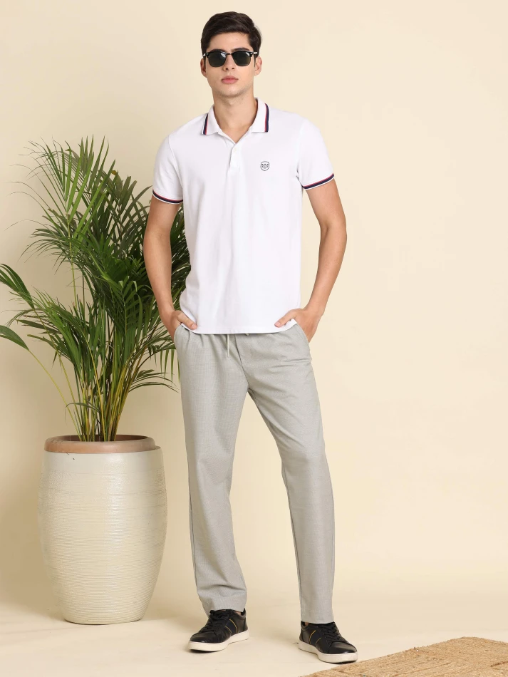 Lower Edits,Wrinkle-free relaxed straight fit trousers for men-0