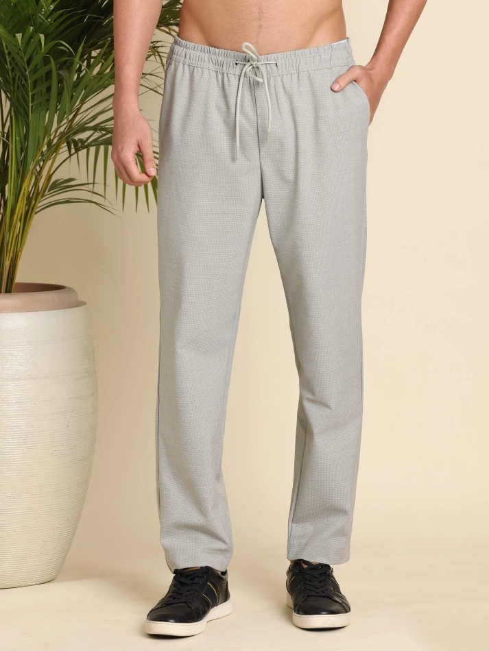 Lower Edits,Wrinkle-free relaxed straight fit trousers for men-1