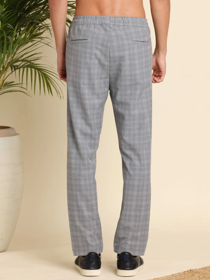 Lower Edits,Wrinkle-free relaxed fit checked trousers-4