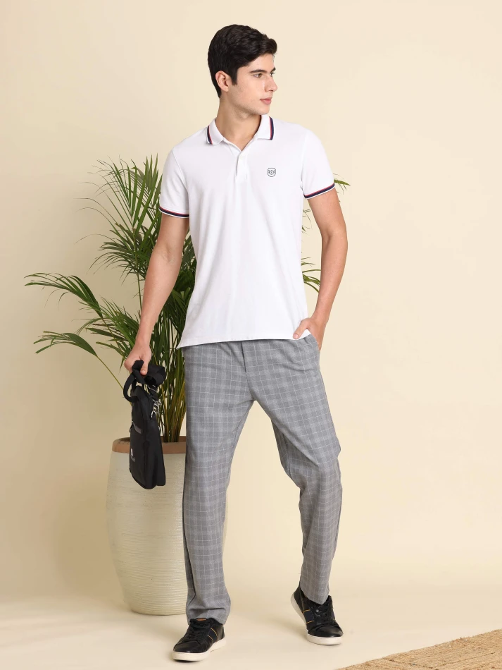 Lower Edits,Wrinkle-free relaxed fit checked trousers-5