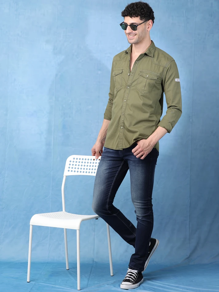 Upper Luxe,Solid cotton casual shirt with a classic fit