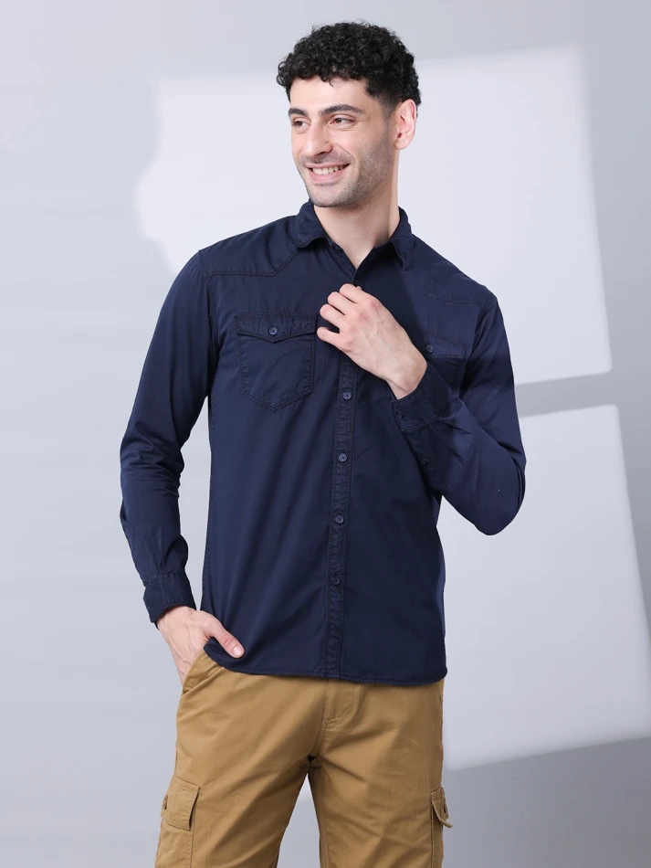 Upper Luxe,Solid cotton casual shirt with a classic fit-7