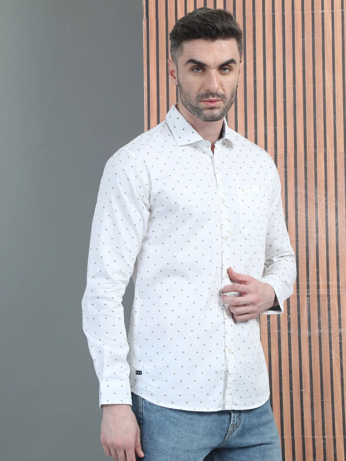 Upper Luxe,Classic opaque printed casual shirt for everyday wear-3