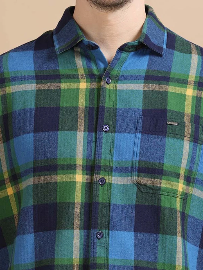 Upper Luxe,Trendy tartan checks casual shirt with opaque fabric-5