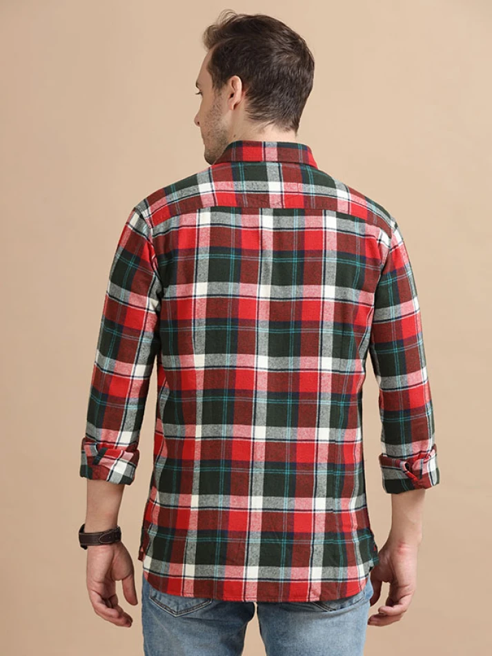 Upper Luxe,Trendy tartan checks casual shirt with opaque fabric-4