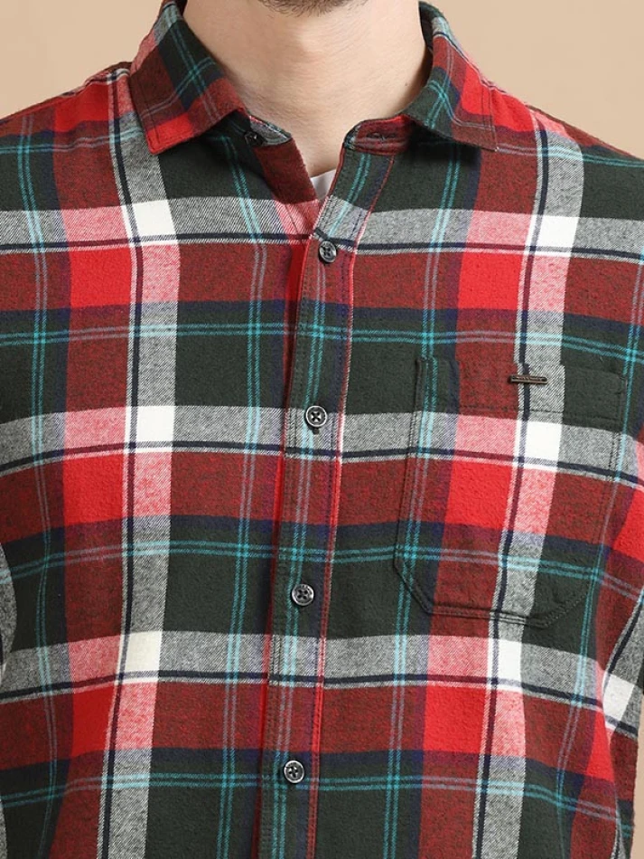 Upper Luxe,Trendy tartan checks casual shirt with opaque fabric-5