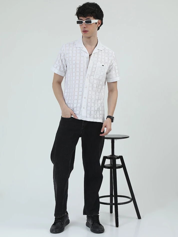 Upper Luxe,Original opaque printed casual shirt for men