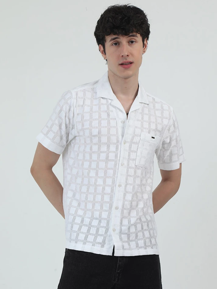 Upper Luxe,Original opaque printed casual shirt for men-1