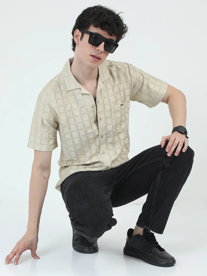 Upper Luxe,Original opaque printed casual shirt for men