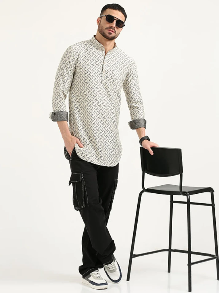 Upper Luxe,Stylish floral printed casual shirt for men-0