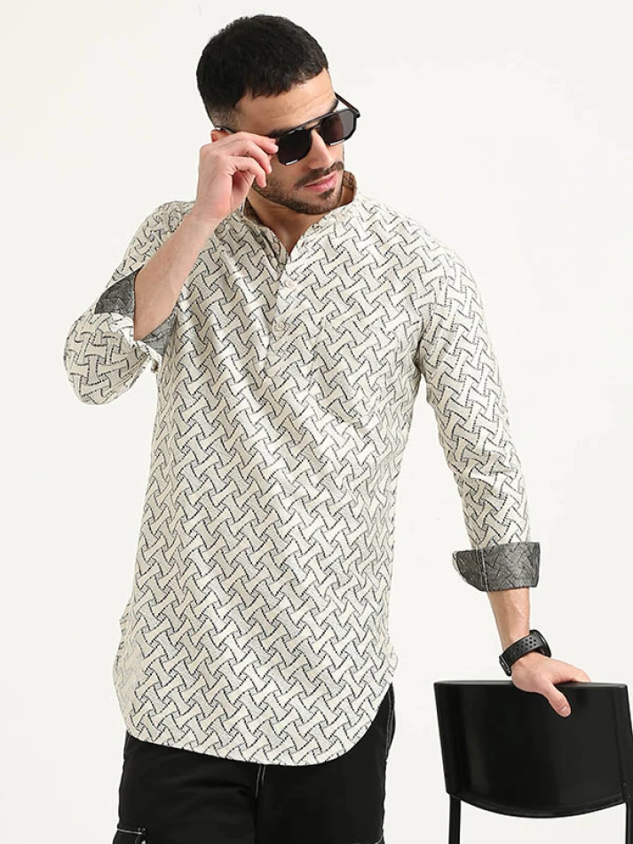 Upper Luxe,Stylish floral printed casual shirt for men-1