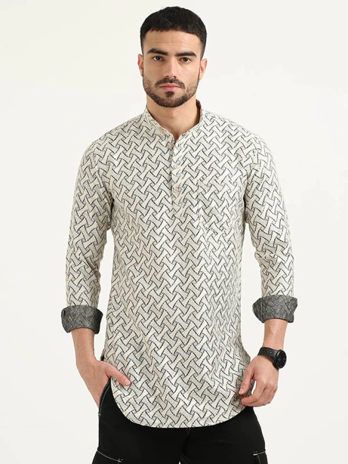 Upper Luxe,Stylish floral printed casual shirt for men-2