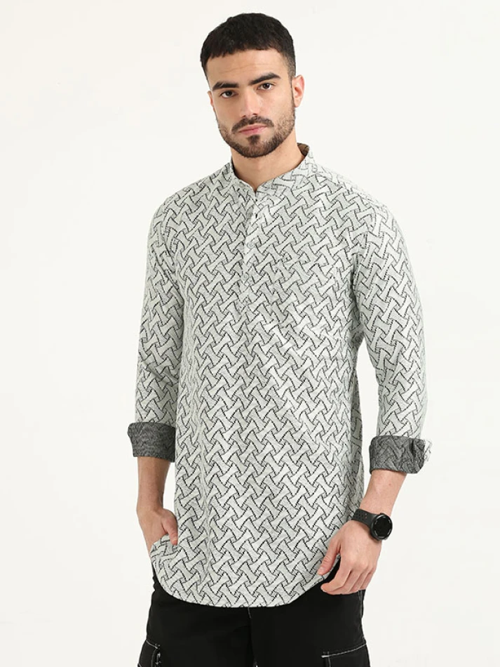 Upper Luxe,Stylish floral printed casual shirt for men-1