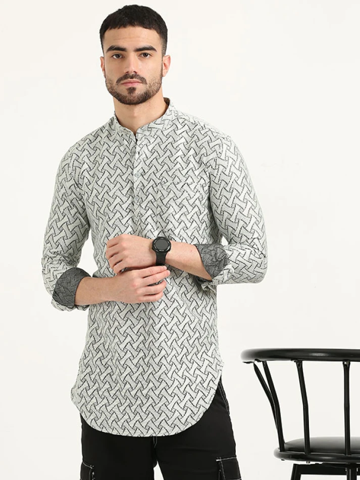 Upper Luxe,Stylish floral printed casual shirt for men-2