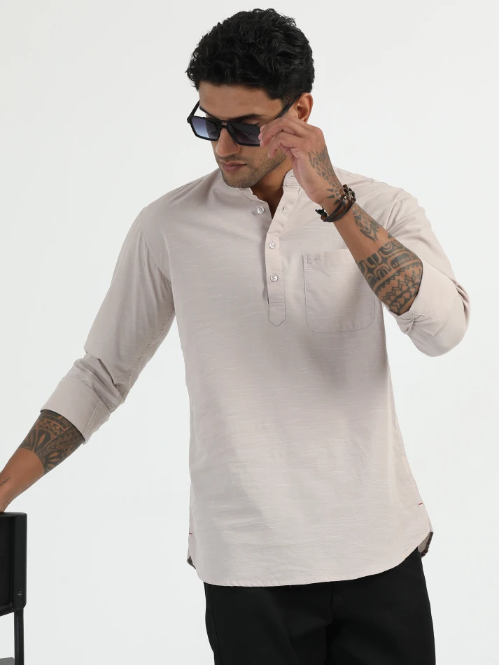 Upper Luxe,Comfort-fit opaque casual shirt for relaxed wear-2