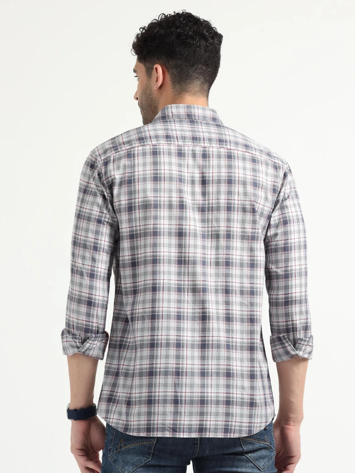 Upper Luxe,Tartan checks casual shirt with a comfortable fit-4