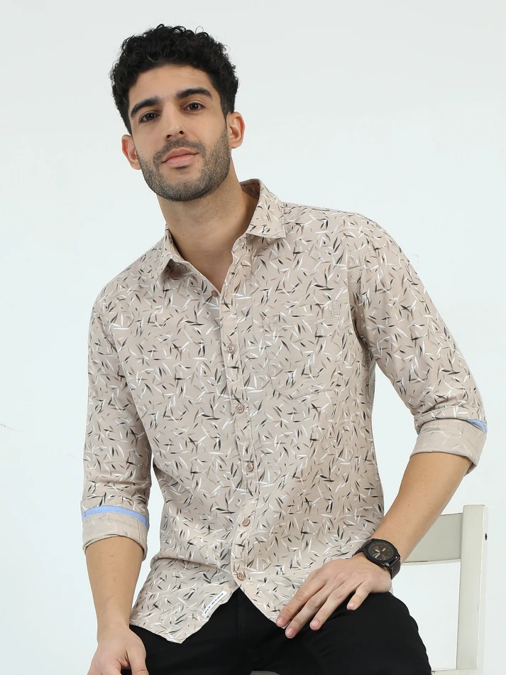 Upper Luxe,Standard floral opaque printed casual shirt-2