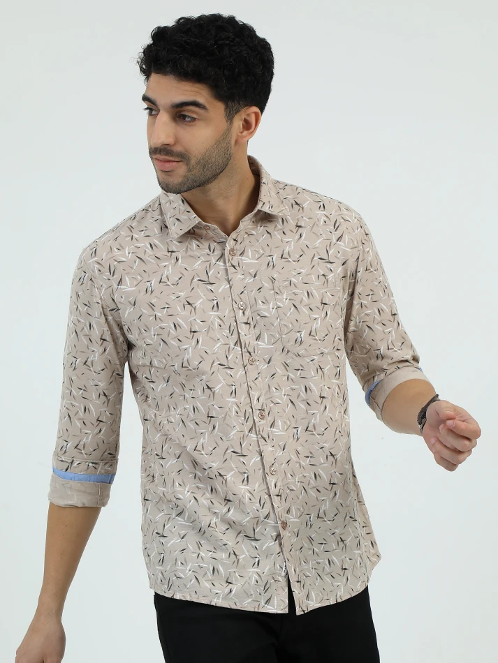 Upper Luxe,Standard floral opaque printed casual shirt-3